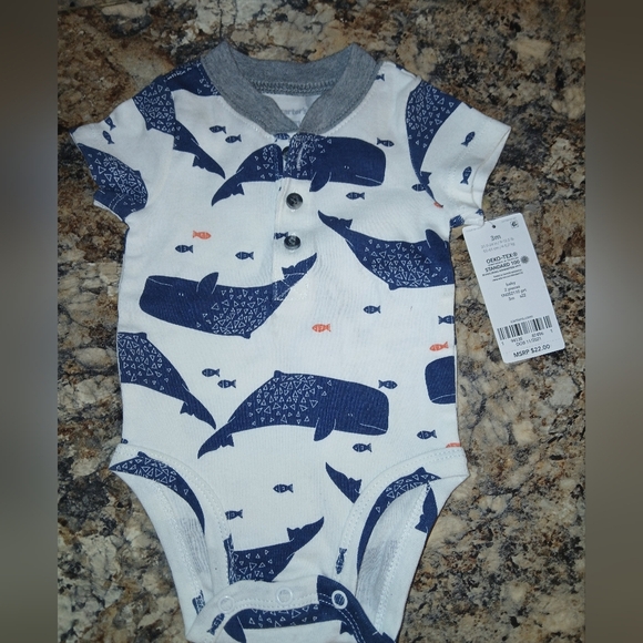 Whale Print Bodysuit - Blue and Gray One Piece Carters 3 Month.new - Picture 1 of 4